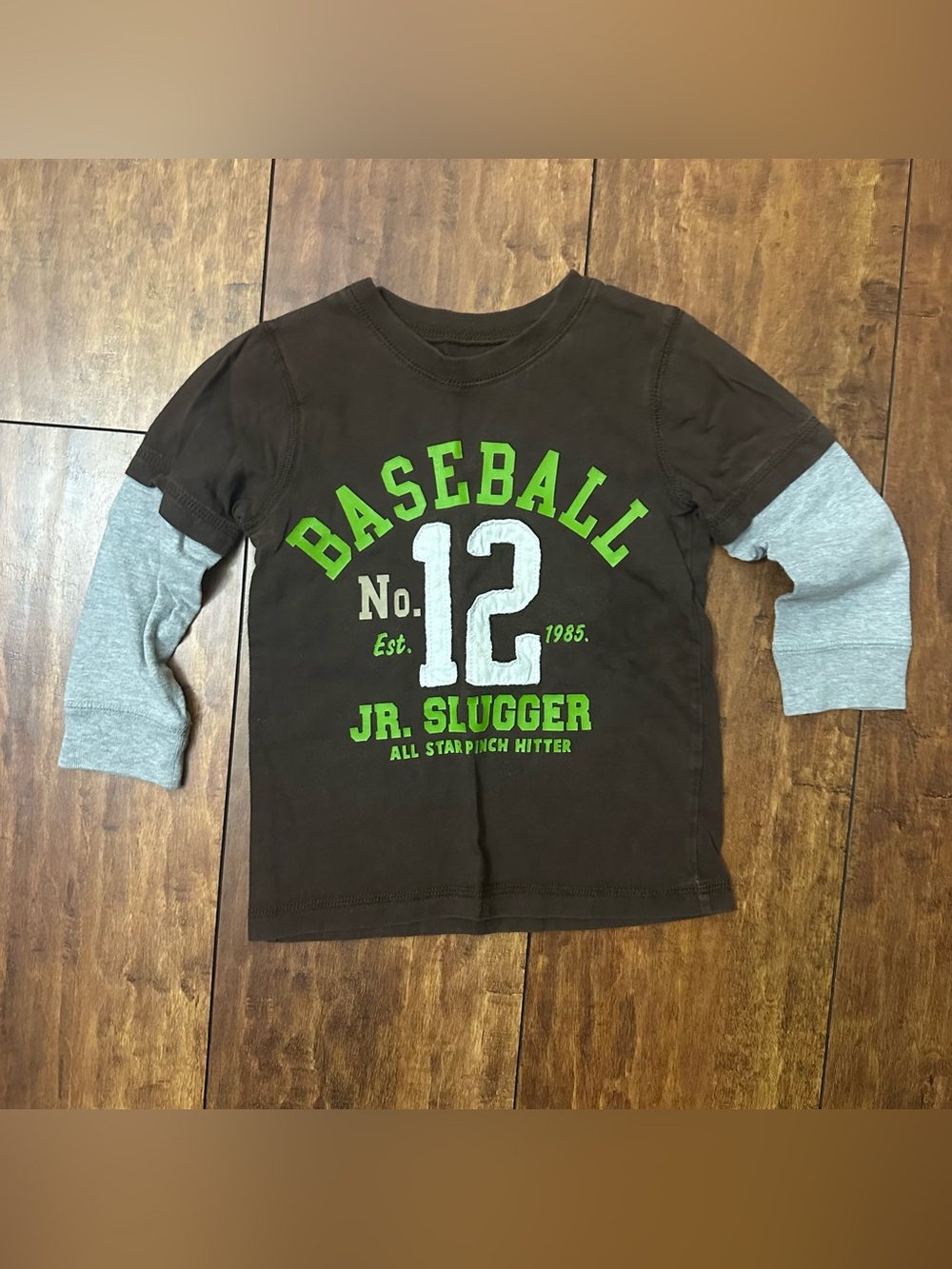 Kids' Jr. Slugger Baseball Layered Tee - Brown/Gray 2T